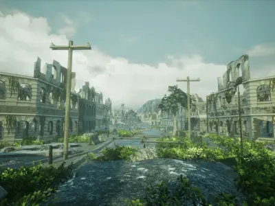 Ruined City Unreal Engine  Low-poly 3D model