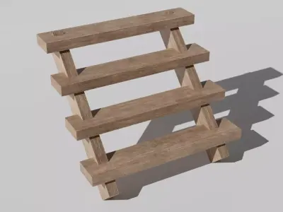 Wooden Steps Low-Poly  3D Model Free low-poly 3D model