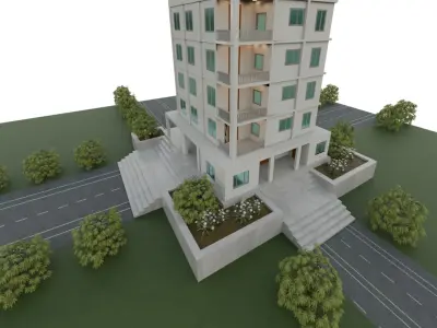 five floor house design 3D model