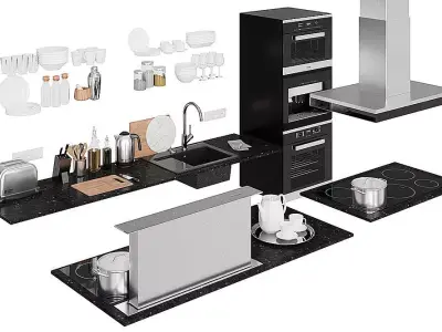 Kitchen Decor Island BLENDER 3D Model Cycles 3D model