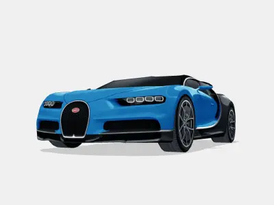 Bugatti Chiron 2017 Low-poly 3D model