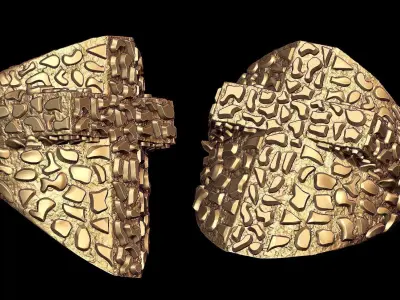 Plain Gold Nugget Cross Ring  3D print model