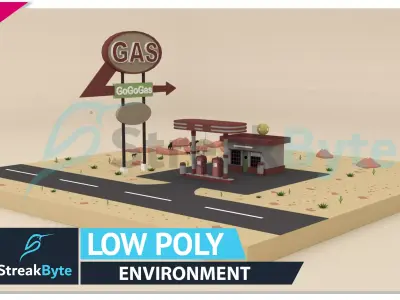 Low Poly Petrol Pump Environment Low-poly 3D model