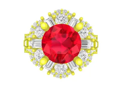 A7491 Flower Diamond Women Engagement Ring 3D Model 3D print model