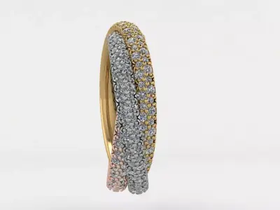 Ring Tri Color Small Model Diamond 3D print model