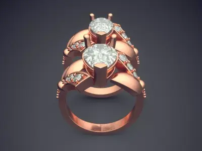 Luxury Complex Ring With Big Diamond CAD 5090 3D print model