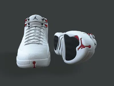 PBR Air Jordan 12-retro sneakers Twist colorway Low-poly 3D model