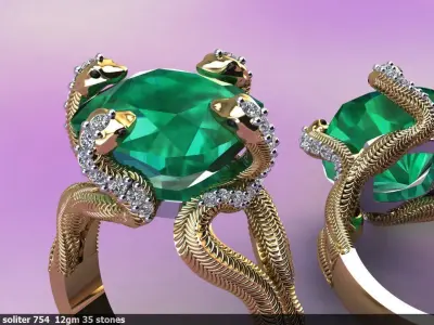 Snake Ring 3D print model 14