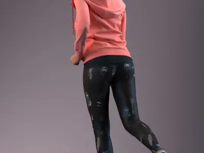 European woman jogging in sportive clothing 3D model