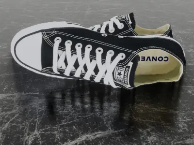 CONVERSE 3D SHOES - BLACK LOW Low-poly 3D model