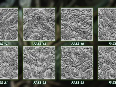 50 Alien and zombie skin Alpha and Brush 3D model