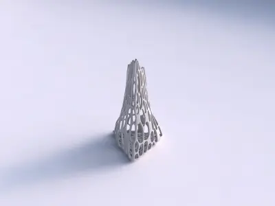 Vase grounded tipping triangle with cracked organic lattice 3D print model