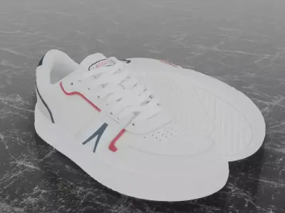 LACOSTE 3D SHOES - WHITE - BLUE - RED Low-poly 3D model