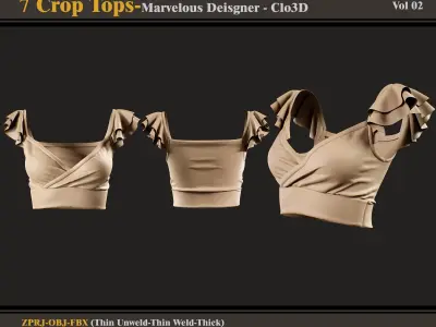 7 Crop Tops -MD-CLo3D -ZPRJ - FBX - OBJ 3D model