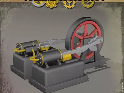 Steampunk Steam Engine 3D model