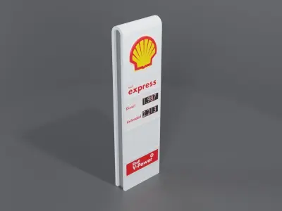 Shell Sign Fuel Service Station 3D model