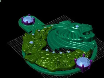 Dragon and Lion Pendant 3D print model