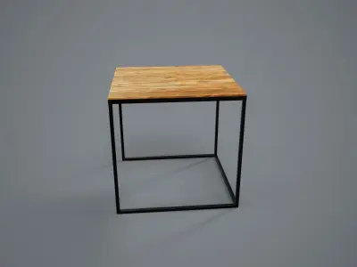 Table PBR Game Ready nesting with metal legs and wood top Low-poly 3D model