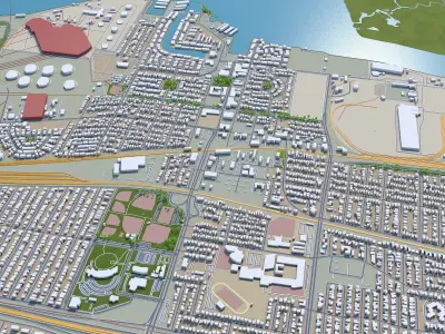 Pittsburg California USA 30Km Free low-poly 3D model