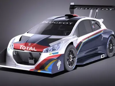 Peugeot 208 T16 Pikes Peak 2013 VRAY 3D model