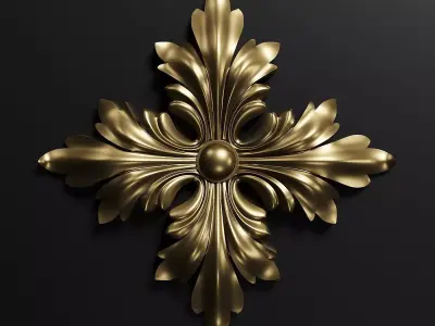 Rozetka06 ornate gold cross 3D model