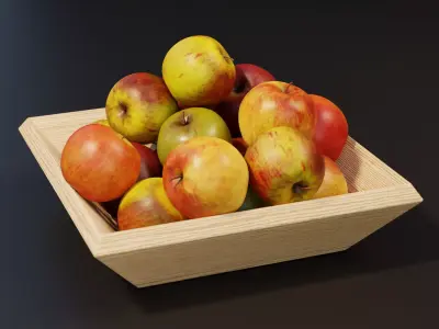 Fruit bowl apples Low-poly 3D model