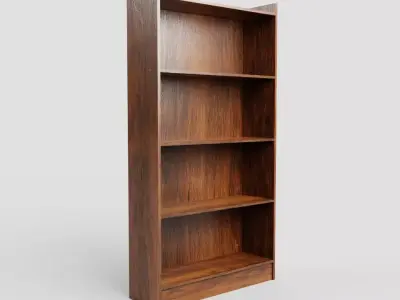 Tall Wooden 4-Row Shelf Low-poly 3D model