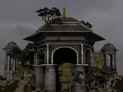 Ancient lost palace  Low-poly 3D model