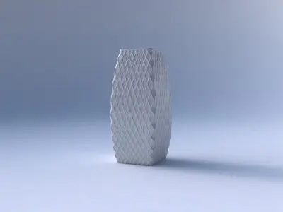 Vase rectangle with diagonal grid dents 3D print model