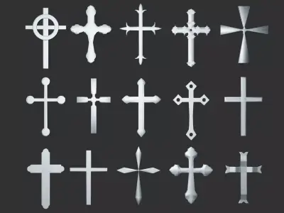 Cross Christianity Symbols Shiny Iron  Low-poly 3D model