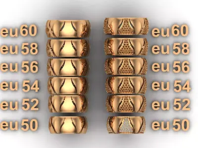 Luxury Braided Gold Wedding Ring Set His Hers EU 50-60 Free 3D print model