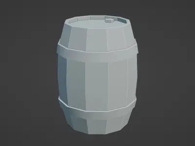 Wooden barrel Free low-poly 3D model 5