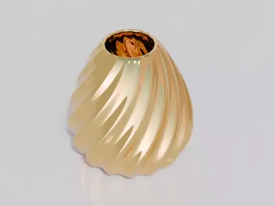 Gold Twisted Vase Elegant Decorative 3D Model Low-poly 3D model