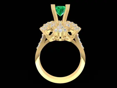 Luxury Halo Emerald and Diamond Engagement Ring for Women  1239 3D print model