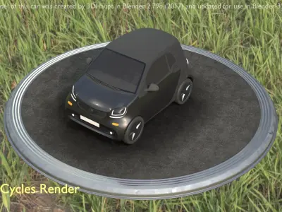 City Car 11 Small Type-E Black  Low-poly 3D model