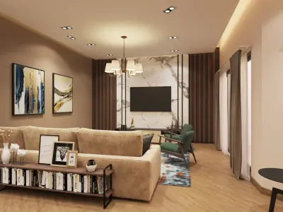 Apartment living room and dining room 3D model