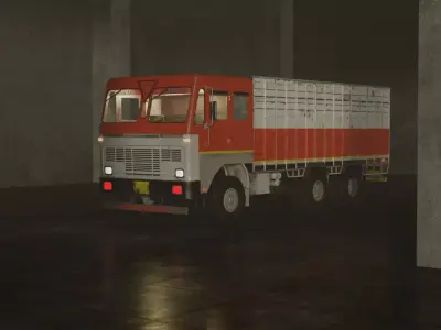 Indian Lorry Heavy carrier truck model Low-poly 3D model