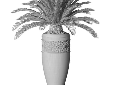 Decorative Palm Tree in oriental  Arabic garden vase urn 3D model