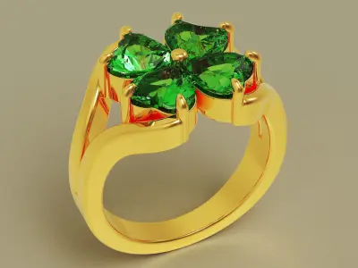 Heart shape flower ring 3D print model