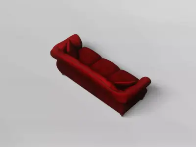 Classic Red Tufted Sofa 3D Model 3D model