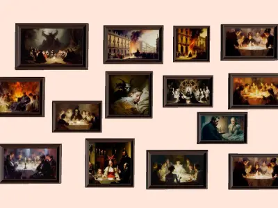 14 horror paintings 3D model