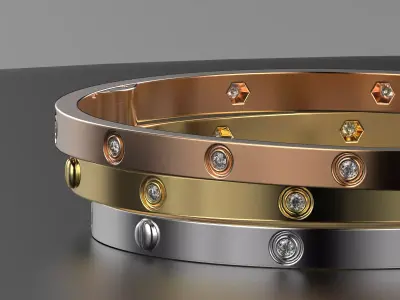 Bracelet Love 170mm 10 gem 3D print model