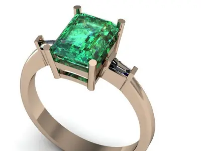 Emerald ring 3D print model buy