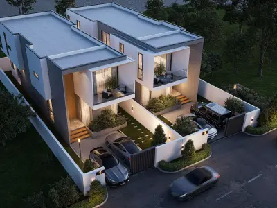 Townhouses  exterior 3d scene 3D model 3D print model