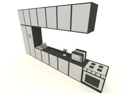 Modern minimalist kitchen assets Low-poly 3D model