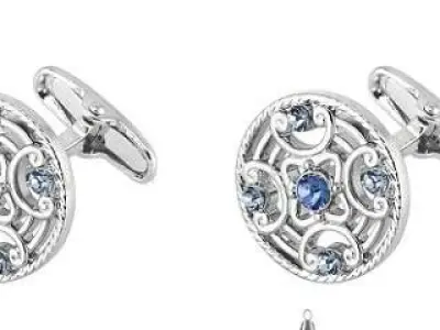  round cufflinks with stones 589 3D print model
