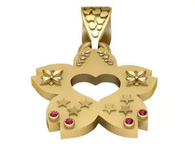 FLOWER SHAPE HEART PENDANT 3D PRINTABLE MODEL  3D print model