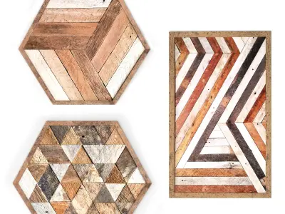 collection 12 model of wood wall work  scandinavian rustic frame 3D model