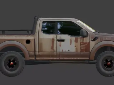 Weathered Post-Apocalyptic Muscle Car 3D Model Low-poly 3D model