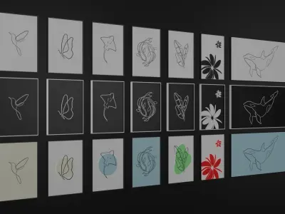 Wall Paintings Low-poly 3D model
